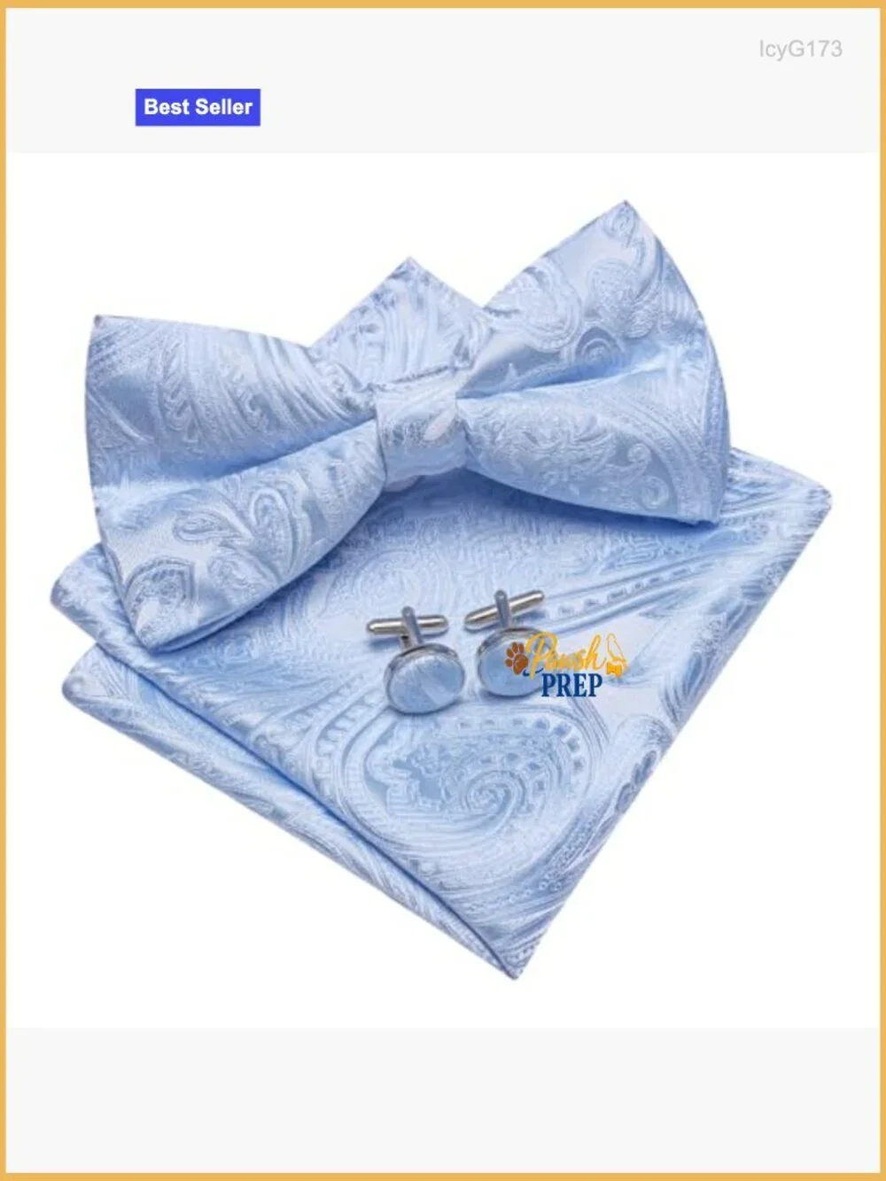 Men's Silk Bow Tie Set with Pocket Square and Cufflinks for Formal Events